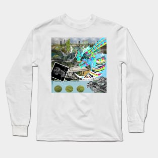 the death and the city in wetland collage of pattern Long Sleeve T-Shirt